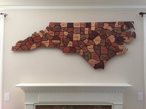 Wooden Map of North Carolina